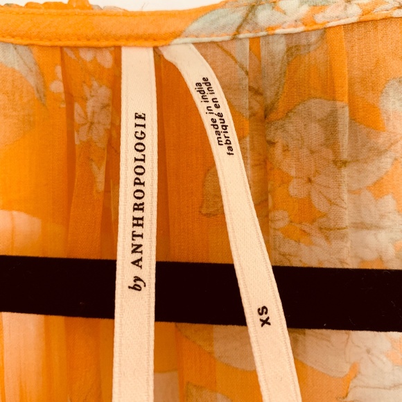 Anthropologie Marais Orange Floral Maxi Dress XS Peasant Boho Cottage Core - Picture 4 of 16